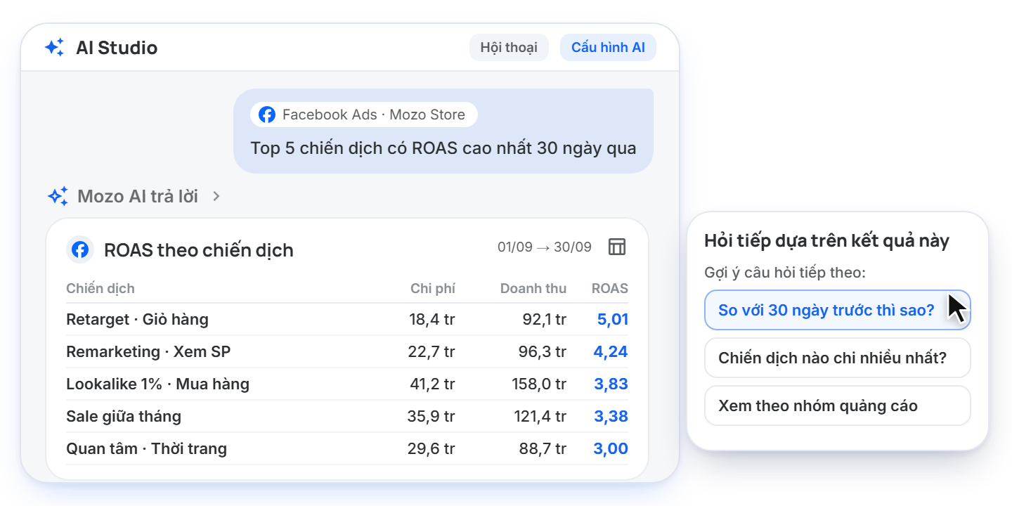 Hỏi đáp dữ liệu trong AI Studio